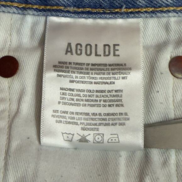AGOLDE Parker Vintage Cut Off Short Distressed Button Fly Swapmeet Size 28 Blue - Picture 9 of 10